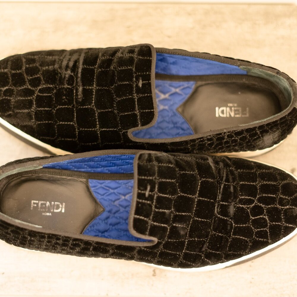 Fendi Black Velvet Slip-on Sneakers Size 42 (EU 9/US 10)